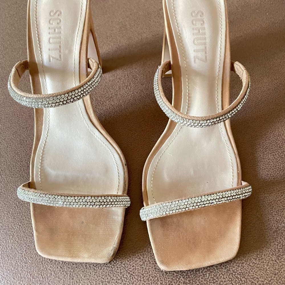 Schutz SALWA crystal Tan Strappy Heels